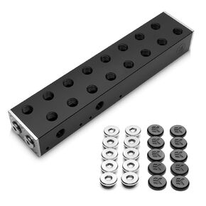 EKWB EK-Pro Manifold 2 CPU 6 GPU and Quantum Torque Plug w/Cover (10-Pack) Bundle, TR-81726-86118