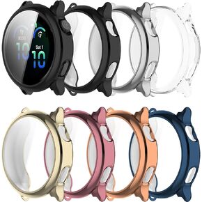 متوافق مع Garmin Vivoactive 6 Watch Case ، واقي علبة TPU الناعم وحامي الشاشة لغطاء حالة VivoActive6 (7 عبوات)