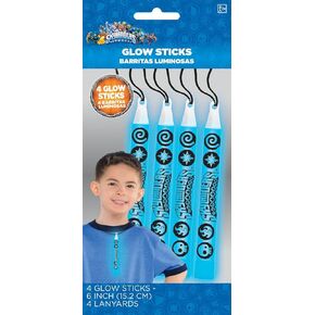 Amscan Skylanders Glow Stick Lanyard Birthday Party Favors (4 Pack), 6", Blue
