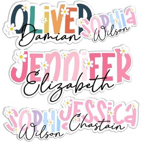 Custom Name Sticker Personalized Signature Sticker Customized Colorful Name Daisy Waterproof Vinyl Decal for Water Bottles, Tumblers, Laptops, Hard Hat, Cars, Kindle Gift for Kids, Girl, Boy