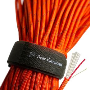 Bear Essentials 750 رطلاً - Pareium Reflect Survival Paracord - مع خط الصيد/Kevlar الصيد/الفخ الداخلي - غمد البوليستر عاكس - برتقالي عاكس - (100 قدم)