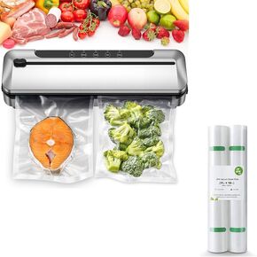 95kpa Vacuum Sealer Machine 2 Packs Commercial Full Automatic Food Sealer, Vacuum Sealer for Food with Cutter, 10 Pre-cut Bags & Bag Rolls and Accessory Hose,