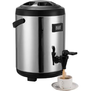Hot Beverage Dispenser, 10l/2.7 Gallon Stainless Steel Thermal Container with Temperature Meter, Large Insulated Carafe with Spigot Hot Drink Dispenser Suitable for Hot Tea, Coffee, Water