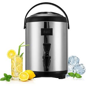 Hot Beverage Dispenser,10L Stainless Steel Hot Milk Container With Temperature Meter | Beverage Storage With Spigot, Large Capacity For Catering, Events, Kitchens
