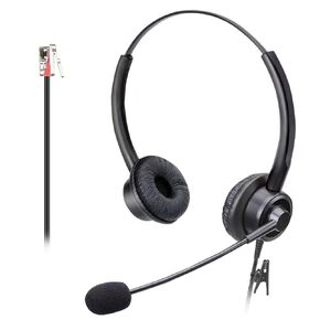 RJ9 Phone Headset for Office Phones with Noise Cancelling Microphone, Binaural Telephone Headsets Compatible with Cisco 8841 8845 8851 8865 6945 7811 7821 7940 7841 7861 7945 7965 VOIP Phone