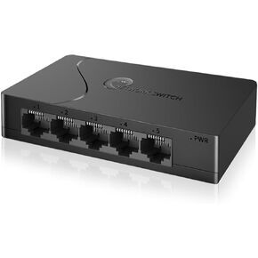 5 Port Easy Smart Managed Ethernet Switch Gigabit Switch, Network Hub, Ethernet Splitter, Plug & Play, VLAN, Qos, Desktop or Wall Mount