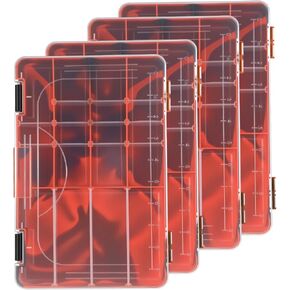 4 Pcs Camouflage Tackle Box, Plastic Tackle Trays, Fishing Tackle Box Storage Organizer with Removable Dividers, Lure Boxes Terminal Tackle Storage