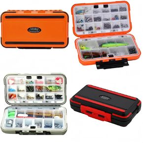 1Pcs Waterproof Fishing Tackle Box, Waterprays, Organizer with Removable Dividers (orange)