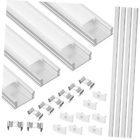 PRETYZOOM 4Sets LED Channel Cover Diffuser Housing for Strip Lights with Clips and End Caps Protective Cover for Even Light Distribution for LED