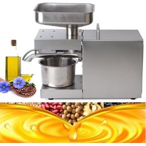 Automatic Oil Press Machine Presser Oil Ex-tractor Press Machine Hot/Cold Oil Press for Nuts Walnut Linseed Almond Rapeseed Sesame Stainless Steel 110V (3 to 6KG/h)