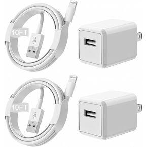 iPhone Charger Cord 6FT, [Apple MFi Certified] 2 Pack Lightning Cable Cube Phone Charging Transfer Cord Cable USB Plug Wall Charger Block Travel Adapter for iPhone 14/13/12/11/SE 2022/8/7/XS/XR/X/iPad