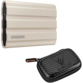 Samsung T7 Shield 1TB USB 3.2 Gen 2 Type-C Portable External SSD, Beige, with HD-2 Drive Case