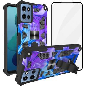 Ailiber for Moto G 5G 2025 Case with Kickstand, Motorola G 2025 Case with Screen Protector, for Magnetic Car Mount, Heavy Duty, Shockproof Full Body Protective Rugged Cover-Purple Blue