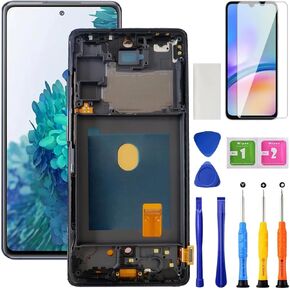 AMOLED for Samsung Galaxy S20 FE 5G Screen Replacement Kit LCD Display Digitizer Assembly Touch Screen SM-G781U1/DS SM-G781U G781W 6.5 inch (Black with Frame)