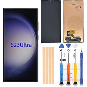 Original 6.81 inch Amoled LCD Digitizer for Samsung Galaxy S23 Ultra Screen Replacement SM-S918U S918B LCD 3D Touch Display, Full HD Digitizer Frame Screen with Protective Film and Waterproof