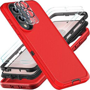 for Samsung Galaxy S25 Edge Case, Military Grade 3 in 1 Heavy Duty Shockproof/Drop Proof/Dust Proof Case with 2Pcs Tempered Glass Screen Protector & Camera Lens Protector (Black/Grey)
