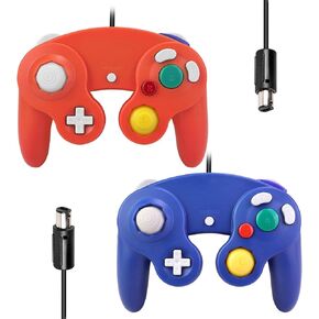 GALGO Gamecube Controllers, Classic Controller for Nintendo Gamecube and Compatible with Wii (Red & Deep Blue) (Renewed)