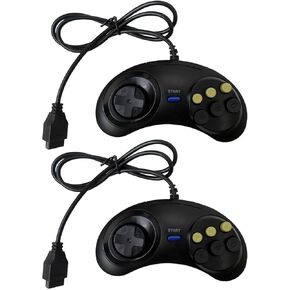 2Pcs Classic Wired 6 Buttons Joypad Handle Game Controller Replacement for SEGA MD2 MAC Mega Drive Gaming Accessories
