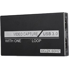 Video Capture Card, 4K HDMI Capture Card for Streaming, HD Multimedia Interface to USB 3.0 Capture Card with Loop Out, 1080P 60FPS Video Output for Game Recording