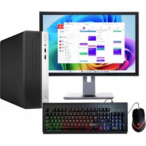 HP 400G5 ProDesk Desktop PC | Windows 11 Pro | Intel i5-8500 | 16GB RAM - 250GB NVME + 500GB SSD | 22" Monitor | RGB Keyboard & Mouse | AX200 WiFi + BT | Home Office Computer (Renewed)