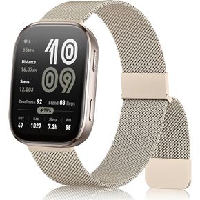 Meliya Metal Band for Amazfit Bip 6/Bip 5/GTR 4/GTR 3 Pro/3/2/2e/47mm/Balance Watch Band Women Men, 22mm Stainless Steel Metal Loop Replacement Straps for Garmin Venu 3/2/Vivoactive 4
