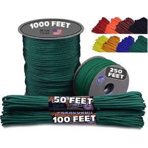 BORED? PARACORD! 550 lb Paracord - Ideal for Crafting, Camping, DIY Projects, Active & Military Outdoors - Strong Survival Rope - Tactical Parachute Cord Type III - Black 100 Feet