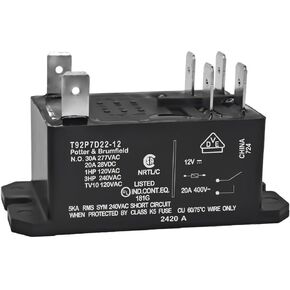 مرحل الطاقة T92P7D22-12 6-1393211-9 (عبوة من 2) - 12VDC، 30A PCB عالي الطاقة للأغراض العامة، مرحل تثبيت اللوحة، DPST-NO in Saudi Arabia