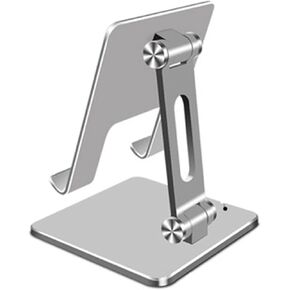 Universal Tablet Desktop Mount Phone Clamp Holder Aluminum Tilt Full Motion 10" 13" Silver Black(M33 Silver)
