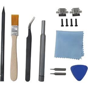 USonline911 Charger Socket Connector Replacement Repair Kits - Including 2x Replacement Type C Port for Nintendo Switch Console, 4x "Y" Screws, 1x Metal 5" Bit Driver, 2x Precision Bits and Tools