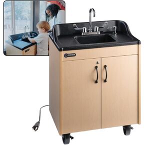 Ozark River Portable Sints Lil Premier ، ارتفاع الطفل ذاتيًا محمولة مع الماء الساخن للأطفال ، ومحطة غسل اليدين في الماء الساخن لرسائل السيارات والفصول الدراسية ، وحوض محمول بحجم الطفل