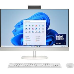 HP 27 inch All-in-One Desktop PC, FHD Touchscreen, Intel Core Ultra 7 155U, 16 GB RAM, 512 GB SSD, Intel Graphics, Windows 11 Home, Shell White, 27-cr1180 (2025)
