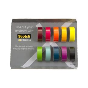 Scotch Washi Tape, 10 Rolls, Great for Use in Bullet Journal, School Supplies, Craft Supplies, and Teacher Appreciation Gifts (C317-10-SIOC)