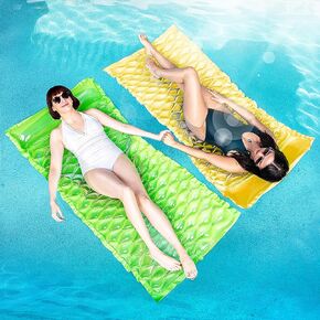 Sloosh Pocket Inflatable Floating Mat Swimming Pool Mattress Pool Mat Float Raft Lounge 2 Pieces(Blue, Purple) in Saudi Arabia