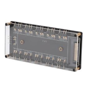 10 Way 5V RGB Splitter Hub, ARGB Hub 10 Port, RGB Fan Hub 10 Way with Acrylic Case Motherboard Cable, SATA Power Supply, Universal Standard 5V 3 PIN ARGB Interface