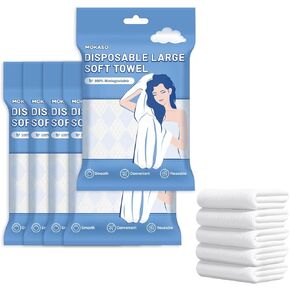 5 Pack Disposable Bath Towels, Individually Packed Camping Towel, Durable Large Gym Towel, Portable Thicken Barber Towel for Hotel Camping Sports Hiking Beach Massage Salon Gym14*27"