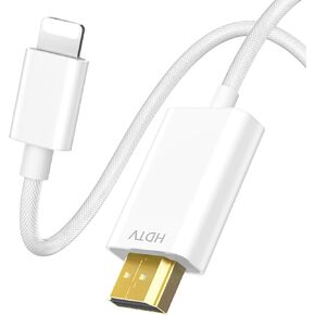 [MFi Certified] Lightning to HDMI Cable for iPhone Digital AV Adapter 1080P HD Video Sync Screen Connector iPhone to HDMI for TV Projector Monitor 6.6FT