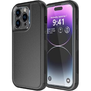 Diverbox for iPhone 14 Pro Case [Shockproof] [Dropproof] [Tempered Glass Screen + Camera Lens Protector] Heavy Duty Protection Phone Case Cover for iPhone 14 Pro 6.1inch