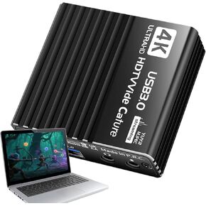 Video Capture Card, 1080p 60fps Adapter Device, Compact 4k High Definition Recording Interface for Console TV Monitor Streaming Teaching Conference and Live Broadcast