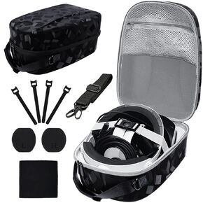 TQSAYHOB Hard Carrying Case for PSVR2 Accessories, PS VR2 Case, Protective Bag for Playstation 5 VR2 Headset and Touch Controllers with Lens Cover, Velcro Straps, Shoulder Strip