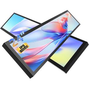 24" Ultra-Wide Bar LCD Monitor FHD1920x380 Industrial Computer Monitor Built-in Dual Speaker Secondary Screen Dual HDMI & DP Port, Advertising Display for Subway Malls Restaurant Digital Signage VESA