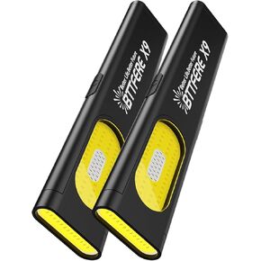 2 Pack Pocket Flashlight EDC Clip Light with Magnetic Base - 675 Lumen USB-C Rechargeable Slim Flat IPX4 Waterproof Dual Modes Compact LED Flashlight for Camping Travel Emergency
