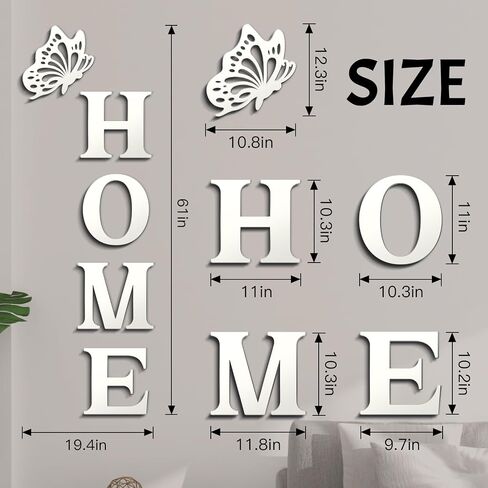 Home Wall Decor,Living Room Wall Decor Home Sign Letters Mirror Wall Stickers,Home Decor Wall Decals (Silver) in Saudi Arabia