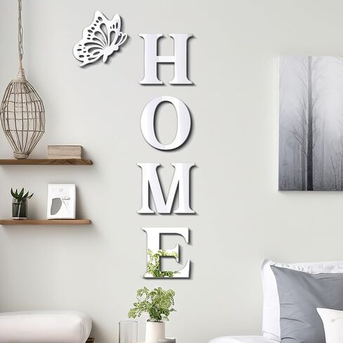 Home Wall Decor,Living Room Wall Decor Home Sign Letters Mirror Wall Stickers,Home Decor Wall Decals (Silver) in Saudi Arabia