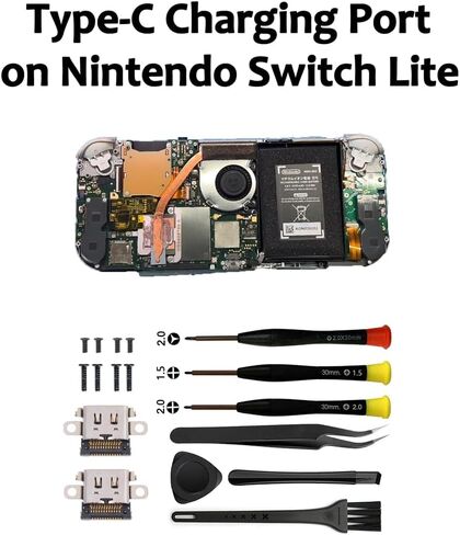 MYPUQIAO 2 Pack Replacement Type-C Charging Port for Nintendo Switch Lite, USB-C Charger Socket Connector Repair Kit with Tools And Screws (Compatible with Switch Lite Only, Not for Switch/OLED) in Saudi Arabia