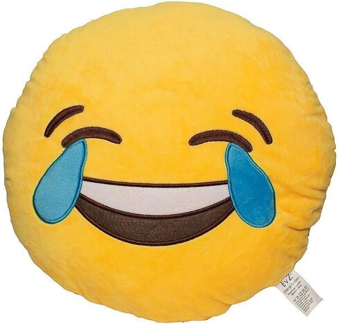 وسادة EvZ Emoji Laugh to Tear Face Emoticon محشوة من القطيفة الناعمة، معتمدة رسميًا، 32 سم أصفر in Kuwait