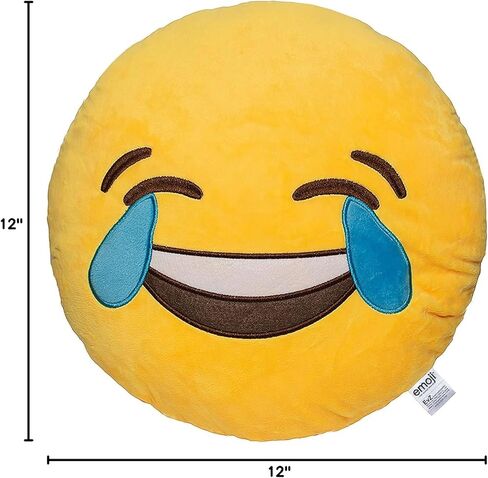 وسادة EvZ Emoji Laugh to Tear Face Emoticon محشوة من القطيفة الناعمة، معتمدة رسميًا، 32 سم أصفر in Kuwait