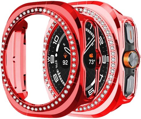 متوافق مع Samsung Galaxy Watch Ultra 47mm Lte Bling Diamond Case PC الحالات الواقية للوقاية من الحالات الواقية للنساء Crystal Shining Rhinestone Case Smartwatch Accessories (Silver ، 47mm) in Saudi Arabia