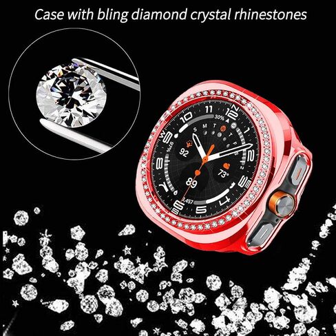 متوافق مع Samsung Galaxy Watch Ultra 47mm Lte Bling Diamond Case PC الحالات الواقية للوقاية من الحالات الواقية للنساء Crystal Shining Rhinestone Case Smartwatch Accessories (Silver ، 47mm) in Saudi Arabia