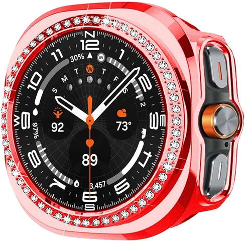 متوافق مع Samsung Galaxy Watch Ultra 47mm Lte Bling Diamond Case PC الحالات الواقية للوقاية من الحالات الواقية للنساء Crystal Shining Rhinestone Case Smartwatch Accessories (Silver ، 47mm) in Saudi Arabia