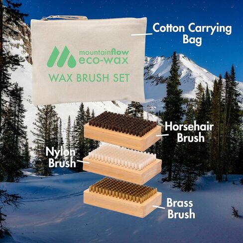mountainFLOW eco-Wax | Wax Brush Set | Brass, Nylon, Horsehair Brushes | Ergonomic All Wooden Handles | Eco-Friendly Canvas Travel Bag in Saudi Arabia